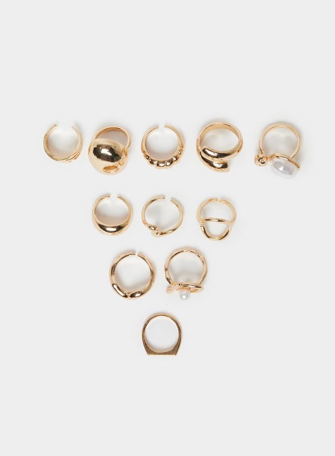 ستايلي طقم من 10 خواتم متنوعة مزينة - Image 1